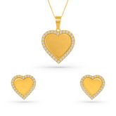 22K Gold Elegant Heart-Shaped Pendant with Earrings Set